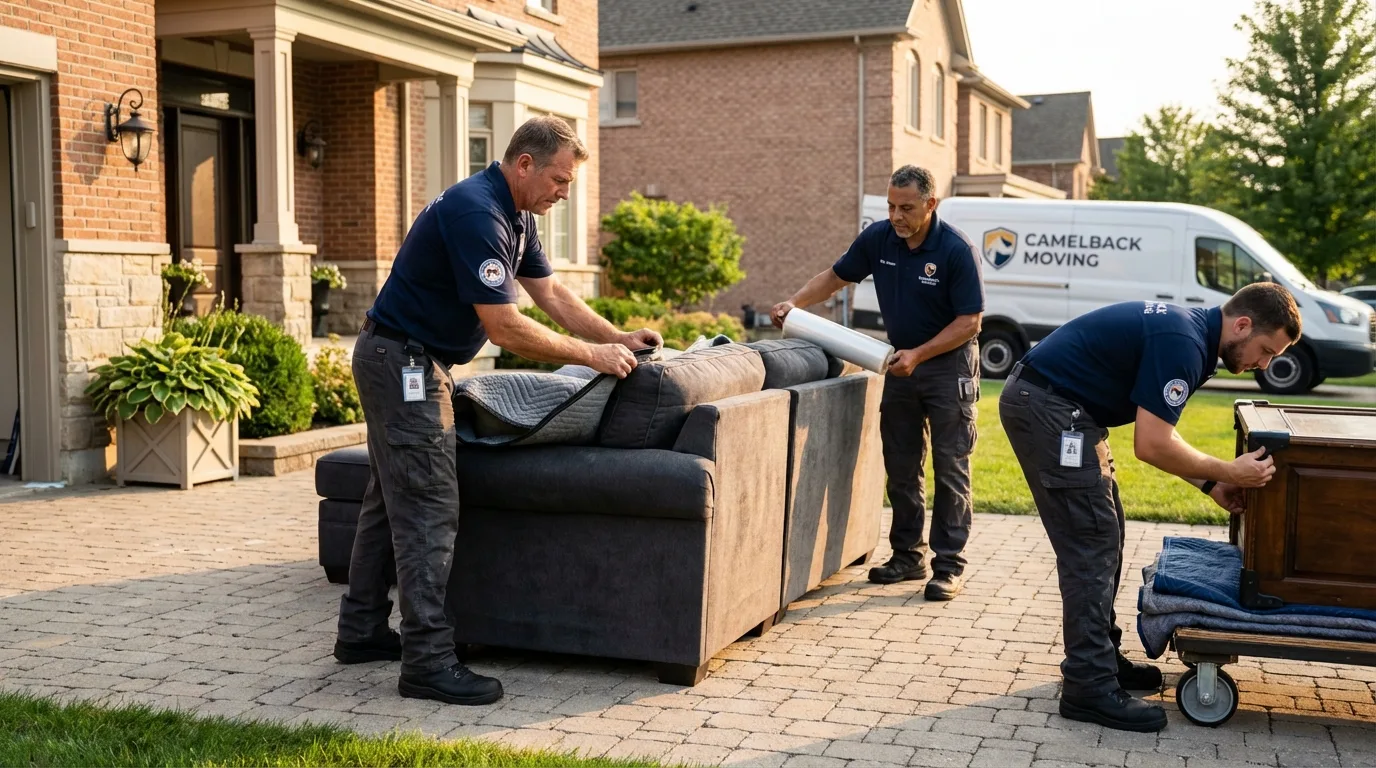Large estate moving crew wrapping furniture in Warren, AR
